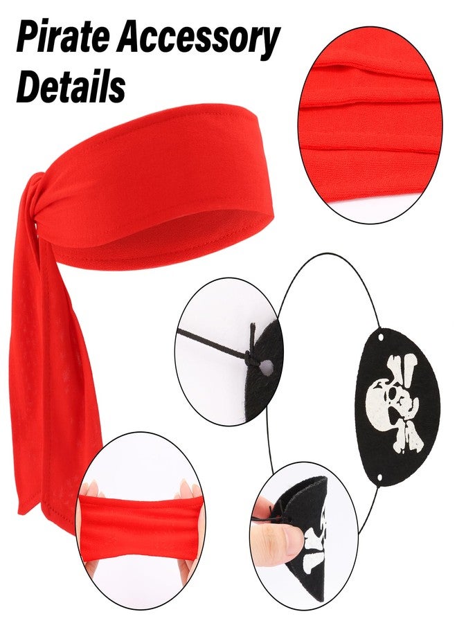 CUBACO Pirate Accessories for Women Men, 6PCS Red Pirate Head Bandana and Eye Patches for Halloween Cosplay Party Favors Supplies Renaissance Dress Accessories Bulk Adult - Image 4